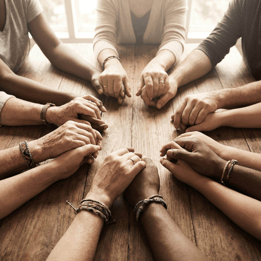 Hands joined together symbolizing unity and support